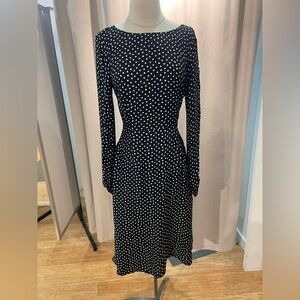 Maeve Black and White Polka Dot Long Sleeve Dress